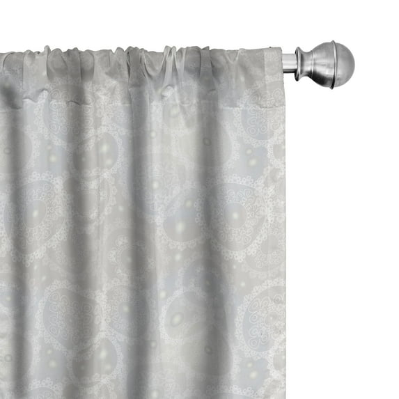Ambesonne Grey White Curtains, Romantic Bridal Lace, Pair of 28"x84", Grey White