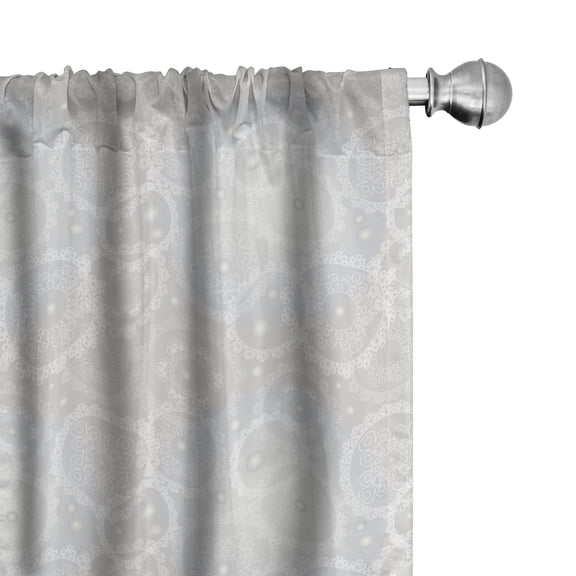 Ambesonne Grey White Curtains, Romantic Bridal Lace, Pair of 28"x95", Grey White