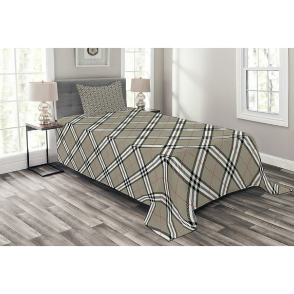 Ambesonne Grey White Quilted Bedspread Set 2 Pcs, Medieval Art, Twin Size, Grey Black White
