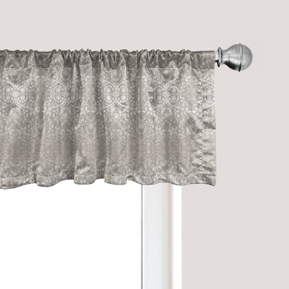 Ambesonne Grey Window Valance, Paisley Victorian Pattern, 54" X 18", Grey Beige