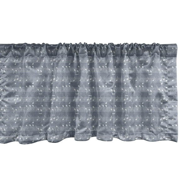 Ambesonne Grey Window Valance, Piano Jazz Melody Music, 54" X 12", Pale Lavender