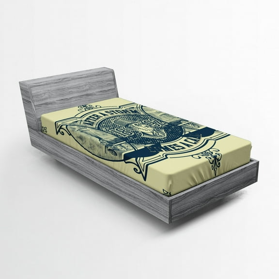 Ambesonne Grey Yellow Fitted Sheet, Calm Industry Scene, Twin Size, Grey Yellow