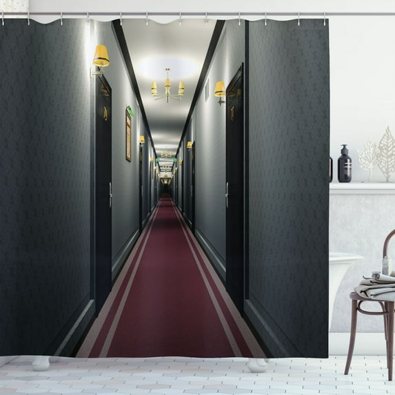 Ambesonne Grey Yellow Shower Curtain, French Hotel, 69"Wx75"L, Grey Yellow