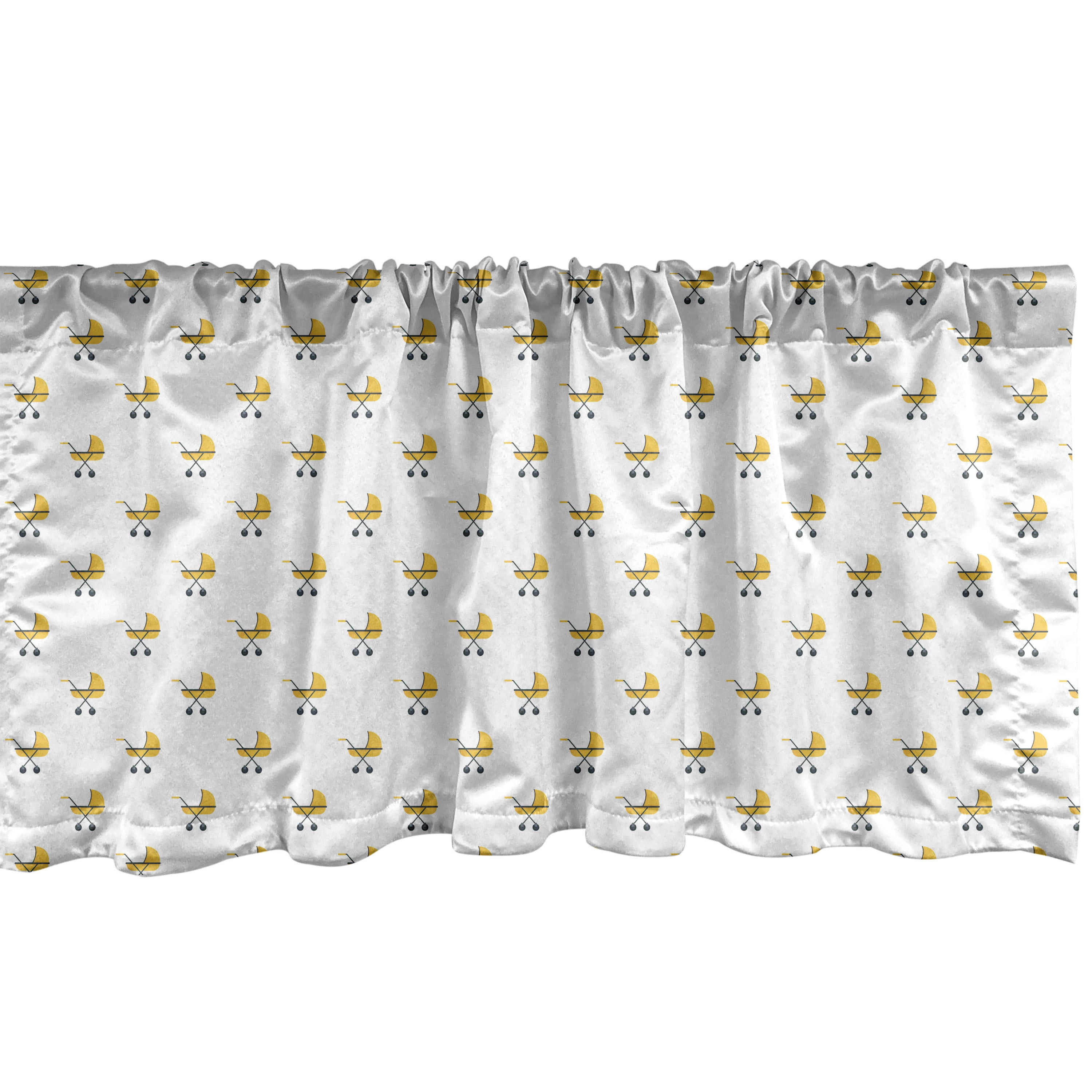 Ambesonne Yellow Blue Grey Satin Polyester Rod Pocket Valance