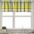 thumbnail image 1 of Ambesonne Grey Yellow Valance Pack of 2, Vibrant Madras Plaid, 42"X12", Yellow Multicolor, 1 of 5