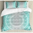 thumbnail image 1 of Ambesonne Grey and Aqua Duvet Cover Set, Tribe Mandala, 2-Calking, Aqua Grey, 1 of 6