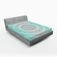 thumbnail image 1 of Ambesonne Grey and Aqua Fitted Sheet 2 Pcs Set, Tribe Mandala, King, Aqua Grey, 1 of 3