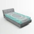 thumbnail image 1 of Ambesonne Grey and Aqua Fitted Sheet 2 Pcs Set, Tribe Mandala, Twin, Aqua Grey, 1 of 3