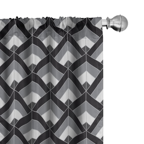 Ambesonne Grey and Black Window Curtains, Boho Geometrical, Each 28" W x 63" L, Grey Black Pale Grey