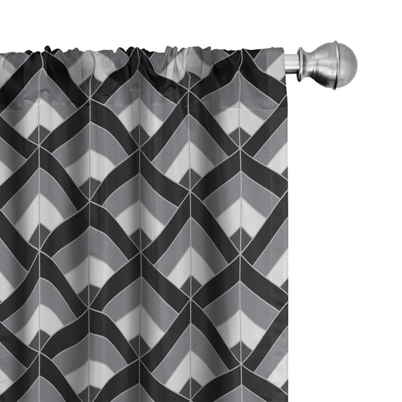 Ambesonne Grey and Black Curtains, Boho Geometrical, Pair of 28"x95", Grey Black Pale Grey