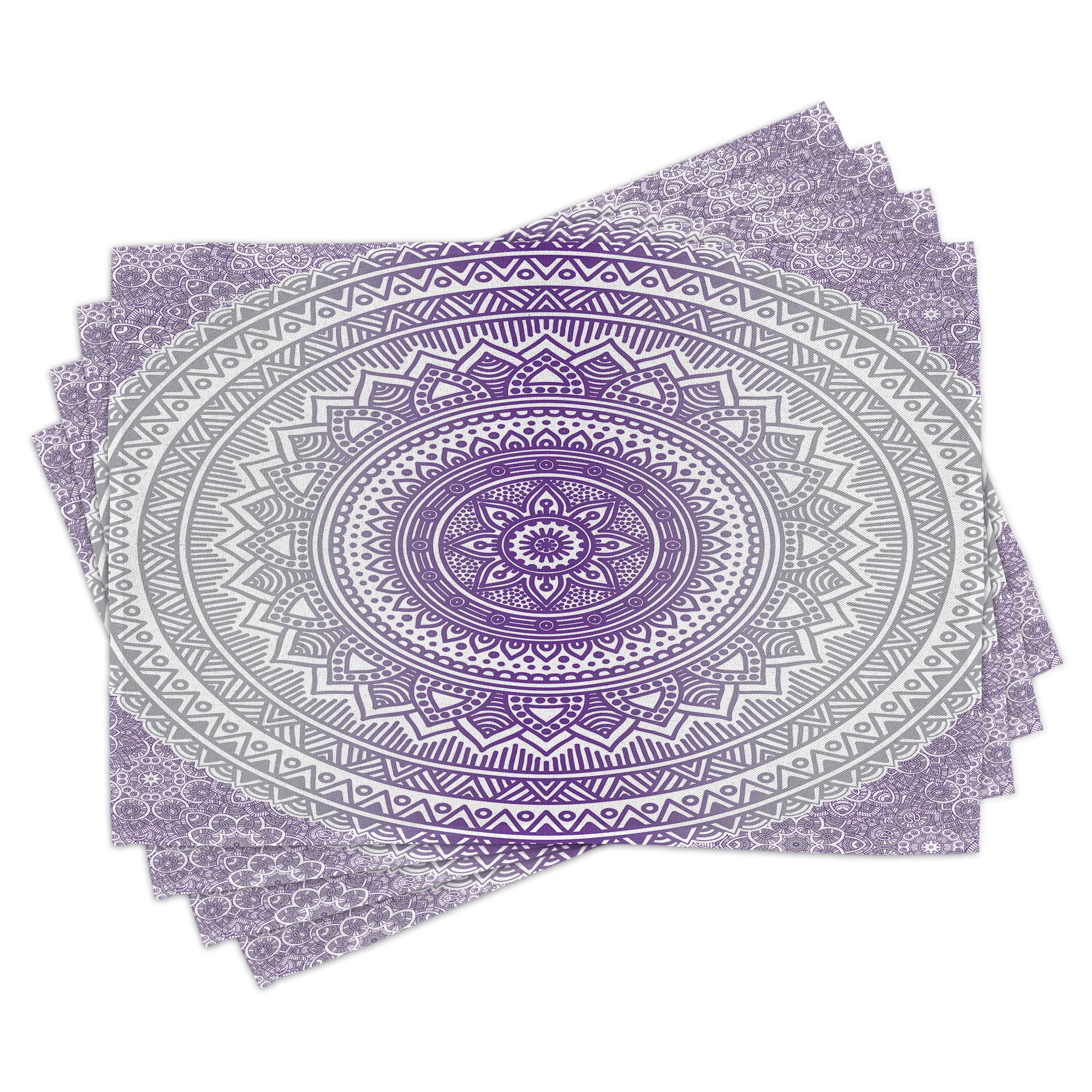 Boho Ombre Purple and White Fabric Placemats Set of 4