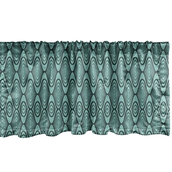 Ambesonne Grey and Turquoise Window Valance, Abstract Waves, 42" x 18", Pale Slate Blue Teal