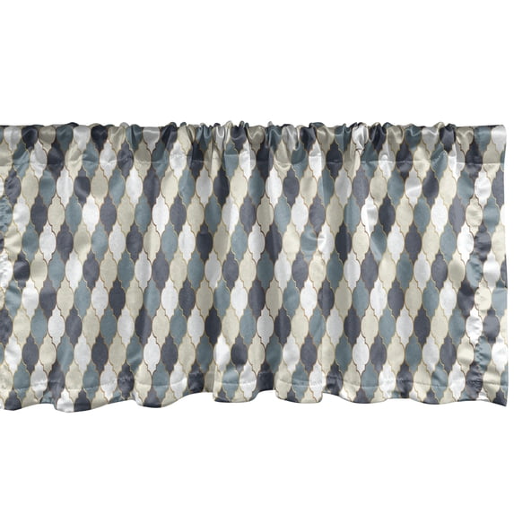 Ambesonne Grey and Turquoise Window Valance, Mosaic Moroccan, 42" x 12", Purpleblue and Eggshell