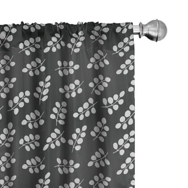 Ambesonne Grey and White Curtains, Deciduous Tree Leaf, Pair of 28"x63", Charcoal Grey and White