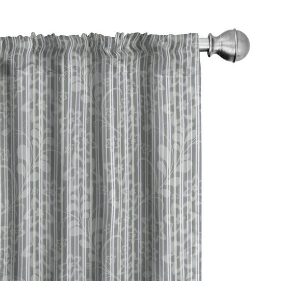 Ambesonne Grey and White Curtains, Floral Inspired, Pair of 28"x95", Grey