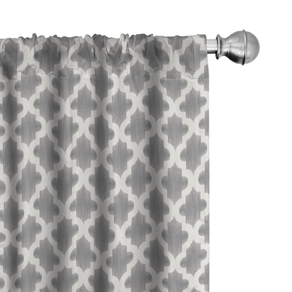 Ambesonne Grey and White Curtains, Geometric Damask, Pair of 28"x63", Dimgrey White