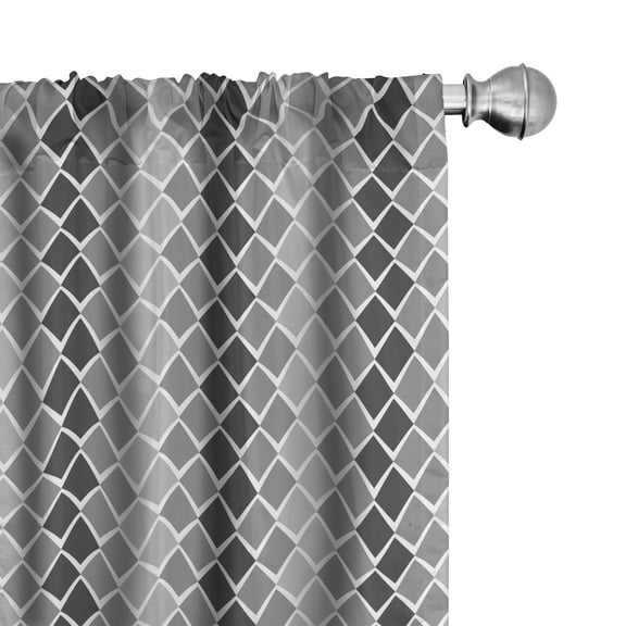 Ambesonne Grey and White Curtains, Geometric Ombre, Pair of 28"x84", Charcoal Grey Pale Grey