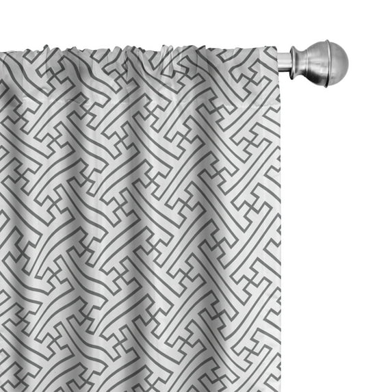 Ambesonne Grey and White Curtains, Minimalist Lines, Pair of 28"x84", Grey White