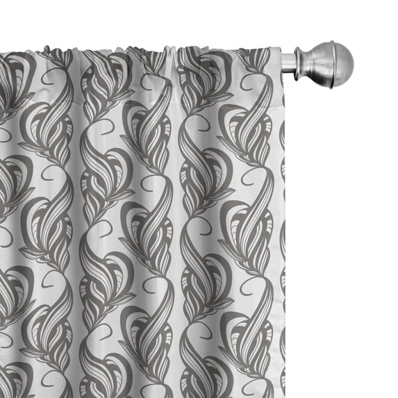Ambesonne Grey and White Curtains, Petals and Leaves, Pair of 28"x63", Charcoal Grey and White