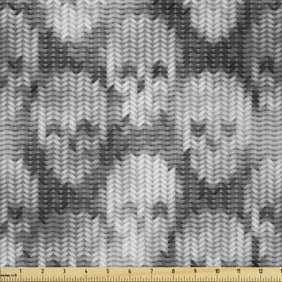 Ambesonne Grey and White Fabric by the Yard Microfiber, Brainpan Head, 2 Yards, Grey Black White