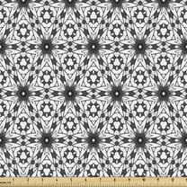 Ambesonne Grey and White Fabric by the Yard Upholstery, Boho Floral Art, 2 Yards, Charcoal Grey and White