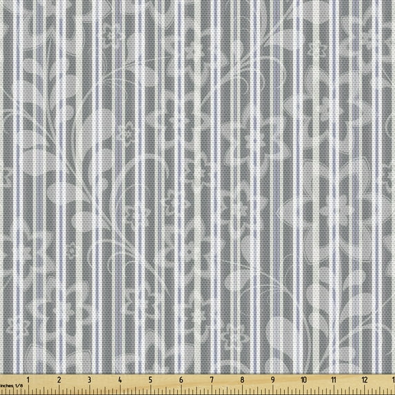 Ambesonne Grey and White Fabric by the Yard Upholstery, Floral Inspired, 5 Yards, Grey