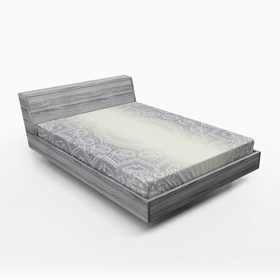 Ambesonne Grey and White Fitted Sheet, Ombre, Queen Size, Pale Grey White Ivory