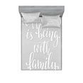 thumbnail image 1 of Ambesonne Grey and White Fitted Sheet & Pillow Sham Set, Positive Family, Queen, Pale Grey White, 1 of 2