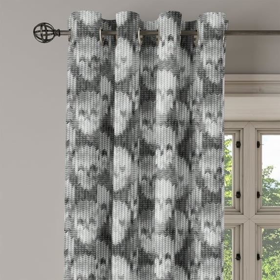 Ambesonne Grey and White Grommet Curtain Single Panel, Brainpan Head, 50"x60", Grey Black White