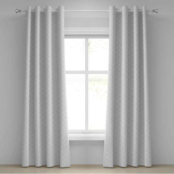 Ambesonne Grey and White Grommet Curtain, Vintage Circles, 50" x 84", Warm Taupe White
