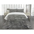 thumbnail image 1 of Ambesonne Grey and White Quilted Bedspread Set 3 Pcs, Brick Wall Tiles, Queen Size, Grey, 1 of 5
