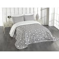 thumbnail image 1 of Ambesonne Grey and White Quilted Bedspread Set 3 Pcs, Oriental Folk Stars, Queen Size, Charcoal Grey White, 1 of 5