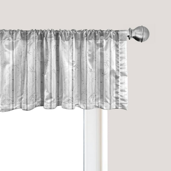 Ambesonne Grey and White Window Valance, Birch Tree Woods, 54" X 12", Grey Pale Grey White