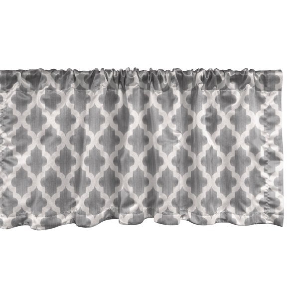 Ambesonne Grey and White Window Valance, Geometric Damask, 54" X 18", Dimgrey White