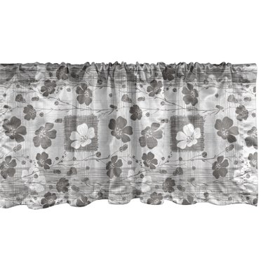 Ambesonne Grey and White Window Valance, Inflorescence, 54" X 18", Grey and White