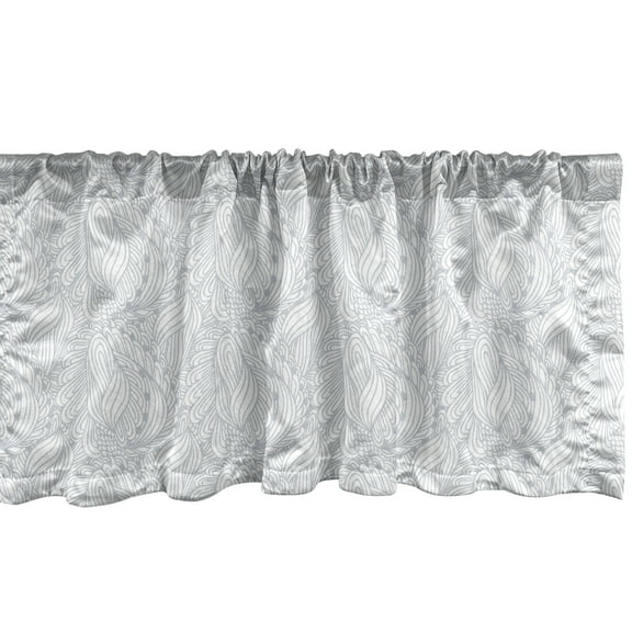 Ambesonne Grey and White Window Valance, Shabby Botany Herbs, 54" X 18", Grey White