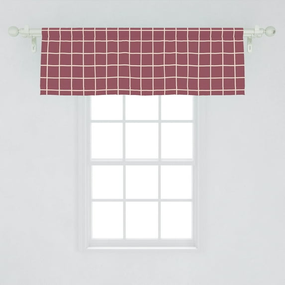 Ambesonne Grid Window Valance, Rhythmic Simplistic Mesh Motif Bicolored Crisscross Illustration Pattern, Curtain Valance for Kitchen Bedroom Decor with Rod Pocket, 54" X 18", Mauve Taupe Champagne