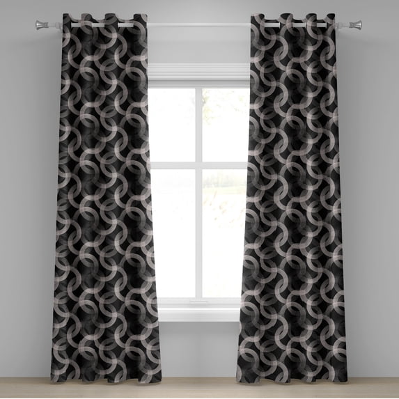 Ambesonne Grommet Curtain, , 50"x108", Black and Pale Pink