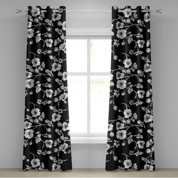 Ambesonne Grommet Curtain, , 50"x108", Charcoal Grey White