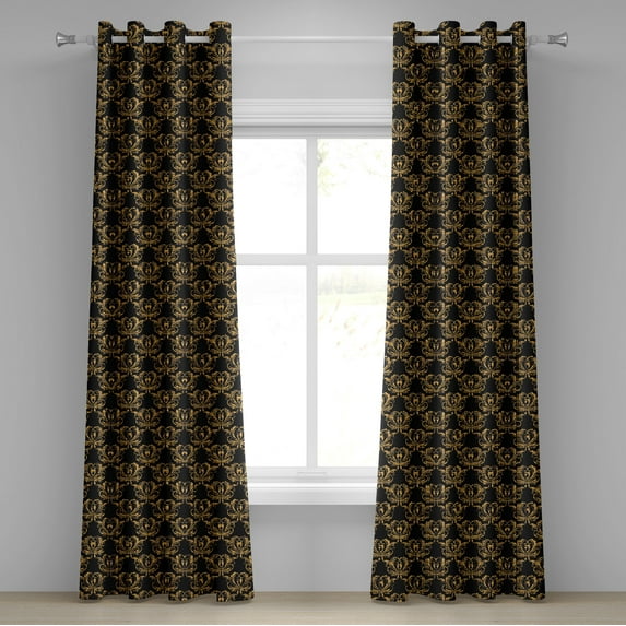 Ambesonne Grommet Curtain, , 50"x108", Charcoal Grey and Marigold