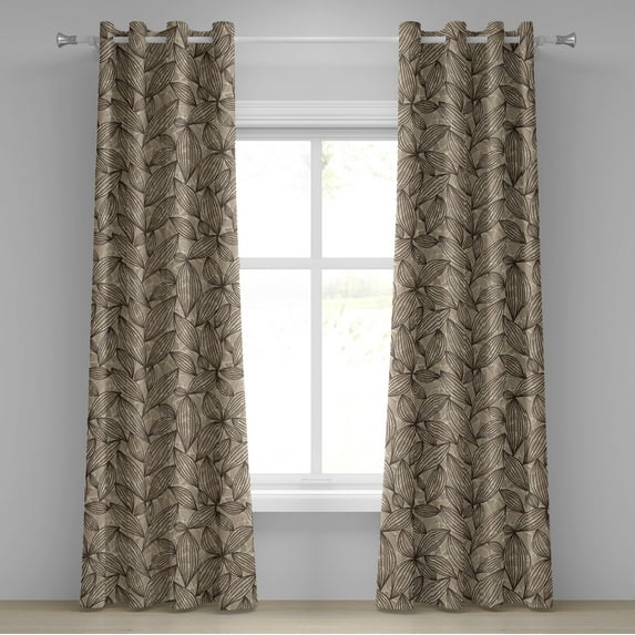 Ambesonne Grommet Curtain, , 50"x108", Cocoa Dark Taupe and White