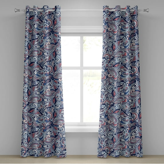 Ambesonne Grommet Curtain, , 50"x108", Coral and Pale Azure Blue