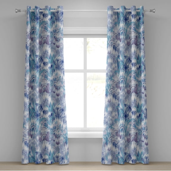 Ambesonne Grommet Curtain, , 50"x108", Dark Seafoam White Lilac
