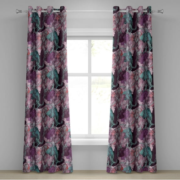 Ambesonne Grommet Curtain, , 50"x108", Eggplant Seafoam Blush