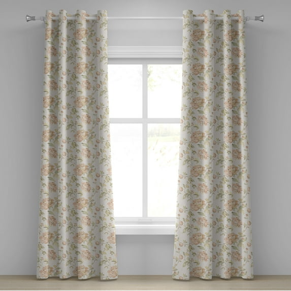Ambesonne Grommet Curtain, , 50"x108", Eggshell Pale Rose