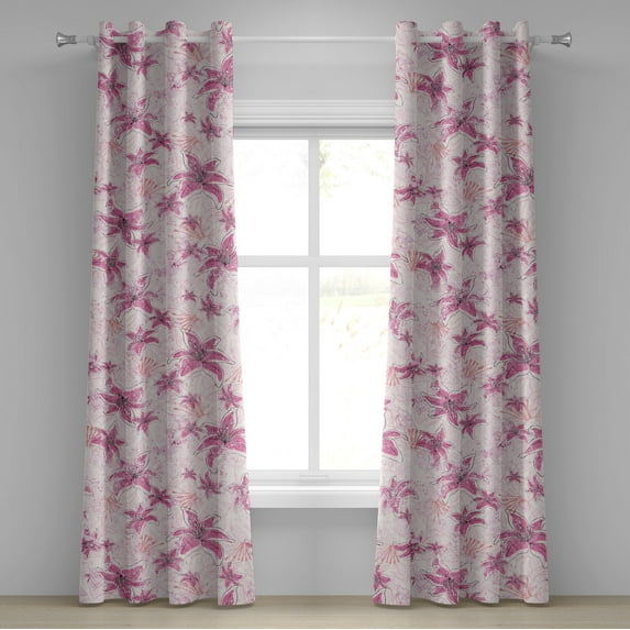 Ambesonne Grommet Curtain, , 50"x108", Hot Pink Coral and Soft Pink