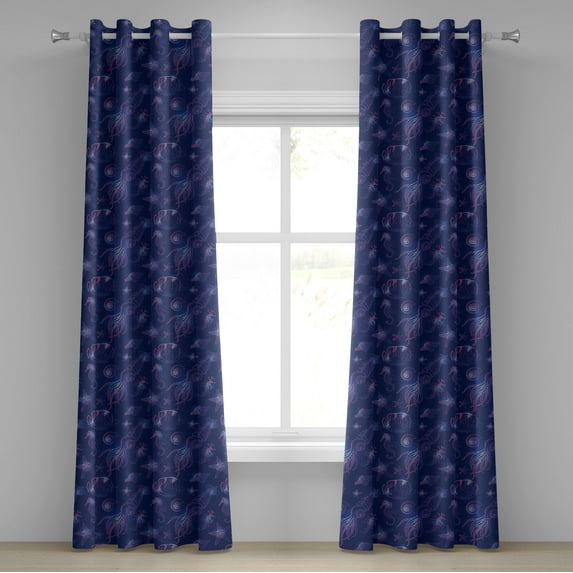 Ambesonne Grommet Curtain, , 50"x108", Indigo Lilac and Pink