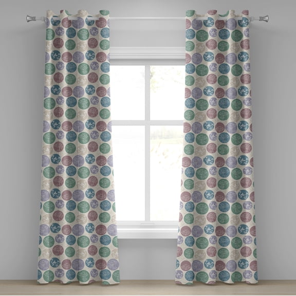 Ambesonne Grommet Curtain, , 50"x108", Ivory and Multicolor