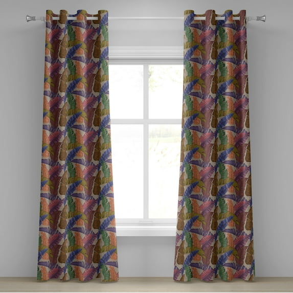 Ambesonne Grommet Curtain, , 50"x108", Laurel Green and Lavender