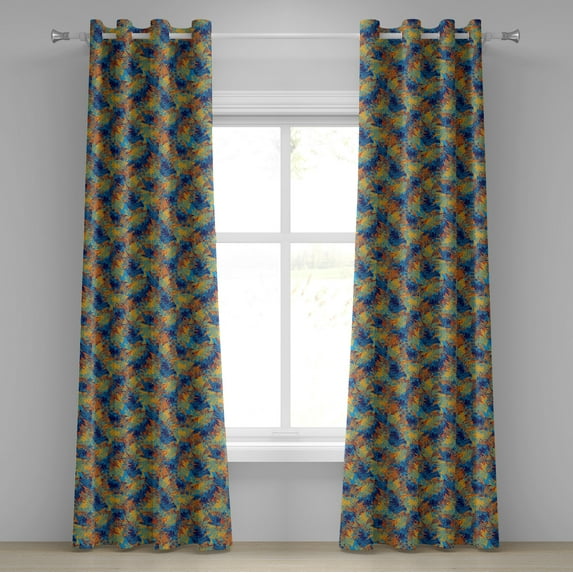 Ambesonne Grommet Curtain, , 50"x108", Marigold and Sky Blue